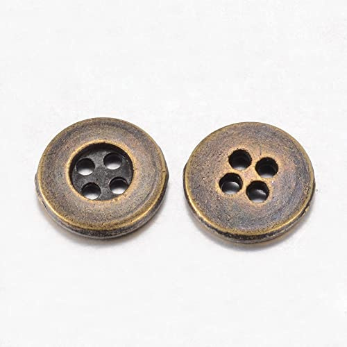 10 Metal Round Ridge 4 Hole Antique Bronze Vintage Colour 15mm Sewing Buttons