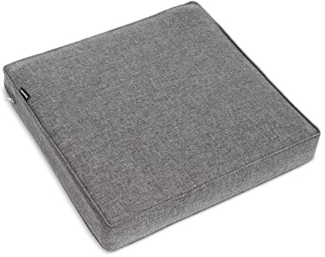 BOMOE Premium Coussin de Jardin Assise 60x60 cm – Protection UV & Housse Lavable – 8cm Épaisseur – Confortable Coussin Salon de Jardin Exterieur Gris Clair pour Fauteuil Banc Chaise – Ilano