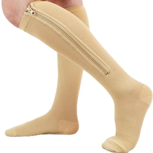 Ailaka Chaussettes de compression médicales à fermeture éclair 15-20 mmHg pour homme et femme