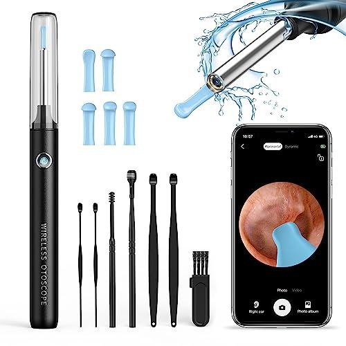 Ear Wax Removal Kit Camera, 1080P Ear Cleaner with Anti-Dust Cover, WiFi Ear Camera with Ear Pick Set for iPhone, iPad & Android Smart Phones