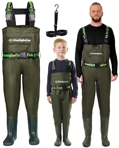 DaddyGoFish Chest Waders for Kids and Adults, Fishing and Hunting Waders with a Pocket and a Wader Hanger