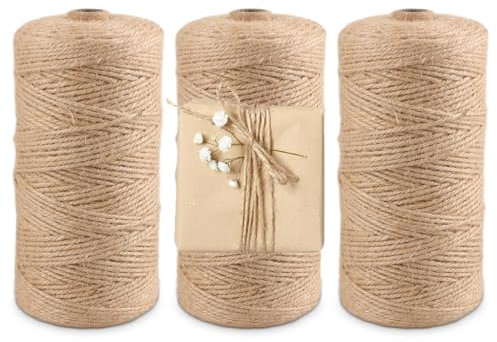 APACALI 600M Natur Juteschnur Kordel, 2mm Reißfeste Garten Schnur Jute mit 3 Strängen, Deko Paketschnur, Braun Hanfseil, Juteseil, Bastelschnur für Garten DIY Bilder Basteln Dekoration