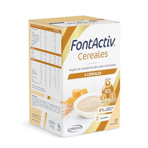 FontActiv 8 Cereales | 500g | Papilla de Cereales de Óptimo Valor Nutricional para Adultos y Mayores con Arroz, Avena, Maíz y otras