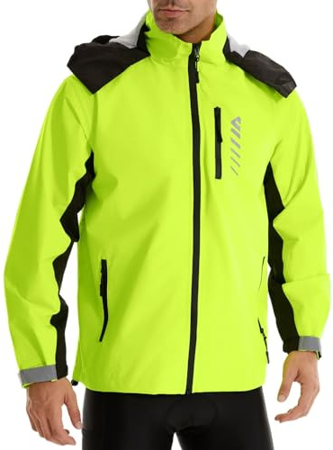 Lo.gas Herren Regenjacke wasserdicht mit Kapuze ，Regenmantel für Radfahren Regenmantel für Radfahren Laufen Windbreaker Allwetter Grün,M