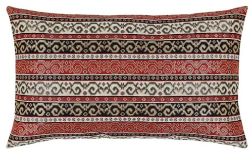 pillowerus Gobelin-Kissenbezug, stilvoll, 35,6 x 61 cm, Ethno-Kelim-Muster, dekorativ für Zuhause, Büro, Sofa, Couch, Veranda, Terrasse, Fenstersitz, Rot-Schwarz