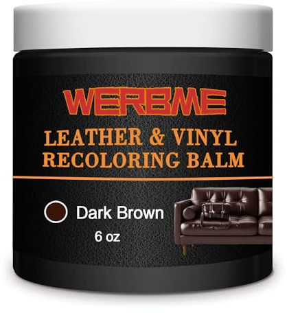 WERBME Leather Recoloring Balm & Color Restorer - Multipurpose Dye & Paint for Faded Leather Couches, Car Seats, Shoes | Fix Scratches on Clothing, Furniture & Accessories(Dark Brown)