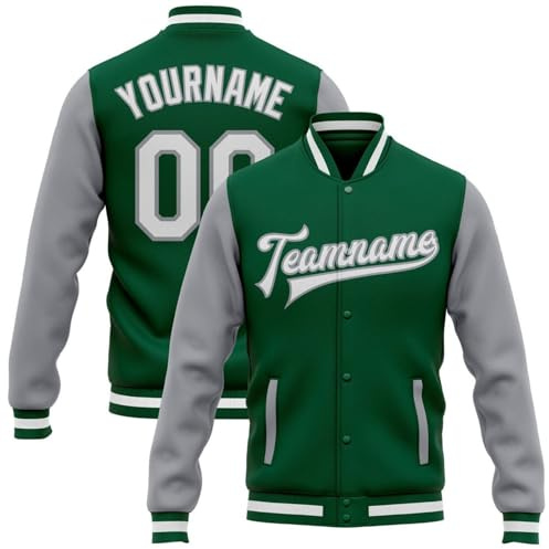 Personalized Men's Varsity College Jacket Baseball Bomber Coats Sweatshirt Custom Letter & Number Baseball Coat for Casual Wear
