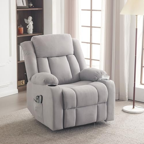 Bonnlo Recliner Armchair Lift Chair For the Elderly, Power Recliner Chair with Massage & Heat, Footstool, 2 Cup Holders, Side Pockets for Living Room