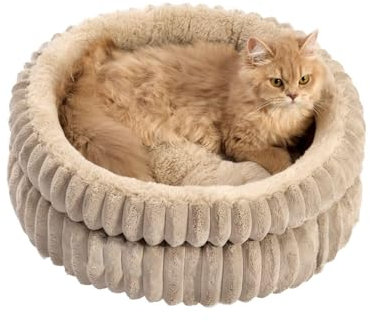 KunpengZen Flauschiges Katzenbett & Katzenkissen 60cm - Waschbarer Schlafplatz mit Anti-Rutsch Boden | Superweicher Plush Katzenkorb zum Schlafen für Hauskatzen, Welpen & Kitten