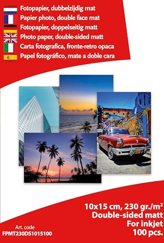 Albyco Fotopapier Inkjet 10x15 cm Matt 230 gr/m², Beidseitig bedruckbar, verpackt pro 100 Blatt