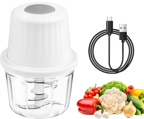 Carehabi Zerkleinerer Elektrisch Mini, 400ml, Gemüsezerkleinerer, USB-Aufladung, Tragbar Zerkleinerer für Fleisch, Zwiebeln, Knoblauch