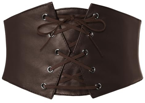 GRACE KARIN Waist Belts for Women Renaissance Pirate Belt Leather Corset Belt for Dress Coffee L
