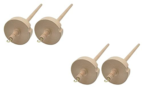 Cwmiibili 4Pcs Drop Spindle for Wool Yarn Top Whorl Drop Spindle Hand Carved Wooden Tool for Beginners