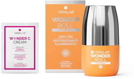 Veralab Wonder Roll, Siero Viso alla Vitamina C Antiossidante, Illuminante, Anti-rughe e Anti-macchie