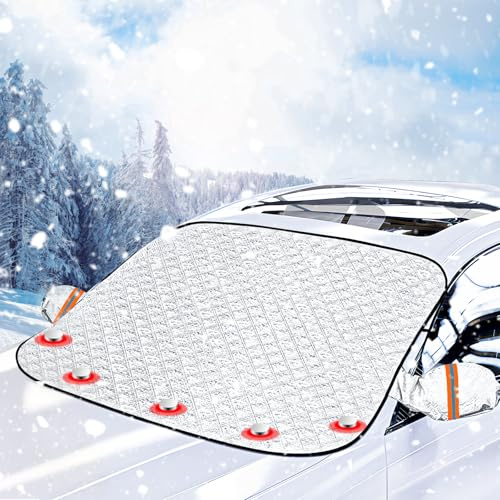 ECHOBUY Couverture Pare-Brise magnétique 160×116cm Protection Pare-Brise Hiver Anti-Givre Anti-Neige imperméable Housse Pare-Brise Universelle avec Bandes réfléchissantes