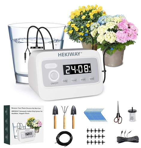 82FT Automatic Plant Watering System–HEKIWAY 390 Adjustable Watering Modes, Supports 25-36 Pots | Indoor Garden System & Vacation Plant Watering Devices, Auto Watering for Plants Outdoor