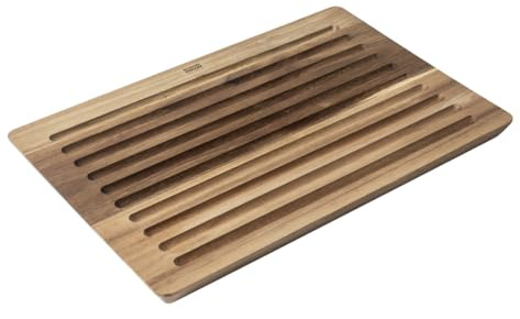 Kuhn Rikon Culinary Forged Bread Cutting Board, Wooden Cutting Board for Bread with Crumb Catching Design, Acacia Wood