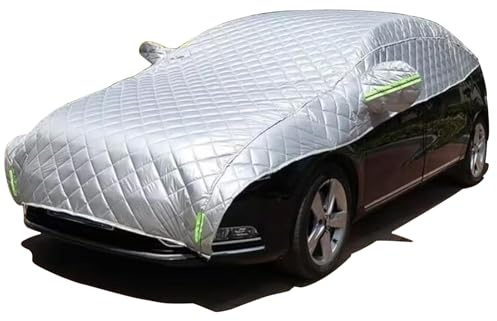 ulafbwur Wasserfeste Autoabdeckung Winter Halbgarage Auto Abdeckplane, Regen,Schnee,Hagel,Sonne,UV-Schutz, Auto Abdeckplane mit reflektierenden Streifen, Universal Fit für SUV ((480cm-505cm))
