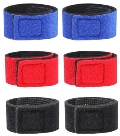 Cintas Caña De Pescar, 6 Piezas, EláSticas Cintas de Pesca, Cinturón para Cañas, Juego de Correas de Protección y Transporte para Cañas, para Cañas Giratorias Cañas con Mosca, 22cm, Negro, Azul, Rojo