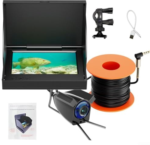 Oniissy Buscador visual de peces con pantalla ultra clara de 5.0 pulgadas y cámara subacuática gran angular de 220° para pesca en hielo, río y barco, impermeable IP67, detección de 100 m (5.0IPS +