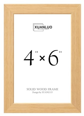 XUANLUO 1 Pack 6x4 Picture Frame,Natural Oak Wood Photo Frames | Wall and Desktop Display,Ideal for Home Decor