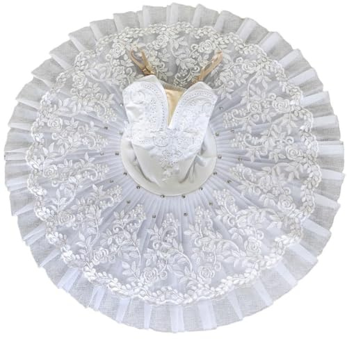 Abbdbd Robe De Ballet Professionnelle pour Femme Adulte, Costume De Danse du Lac des Cygnes, Jupe À Paillettes Blanches.