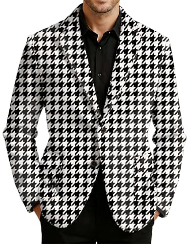 Genérico Blazer Hombre Chaqueta Traje Hombre Pana Estampada Americana Estilo Vintage Casual Elegante Corte Regular para Fiesta Cena