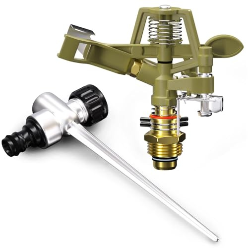 Arroseur Jardin Sprinkler Piquet de Terre Irrigation jusqu'à 24m 360° Embout pulvérisation irrigateur arroseur à impulsions Max. 450m²