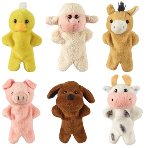 Living Nature Farm Finger Puppets, 6 x Realistic Mini Cuddly Farm Finger Puppet Toys, Naturli Eco-Friendly Plushies, 9cm