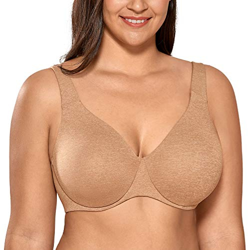 Delimira Women's Minimiser Bra Plus Size Non Padded Underwired Seamless Comfort Bras Chanterelle 38G