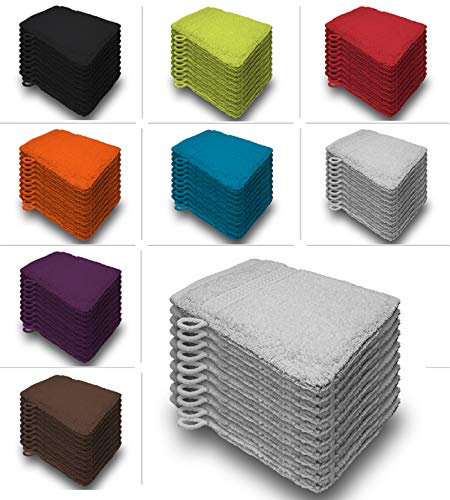 one-home 10er Set Waschhandschuhe Waschhandschuh Waschlappen 16x21 cm Frottee Baumwolle, Farbe:Silber