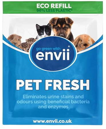 Envii Pet Fresh – Effective Pet Urine Stain & Odour Remover, Strong Enzyme Cleaner & Natural Deodoriser for Dog & Cat Urine, Faeces & Stains – Refill