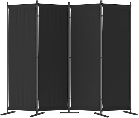 Morngardo 6FT Room Divider Portable, Folding Privacy Screens, 4 Panel Room Partitions, 88 Foldable Wall Dividers, Separating for Home Office Bedroom Dorm Decor (Black)