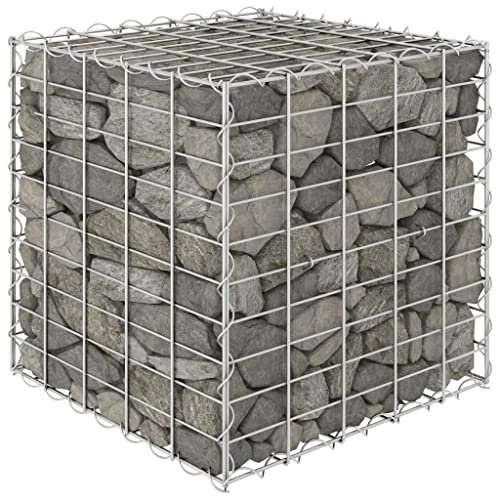WIFESE Gabionen-Hochbeet 50x50x50 cm, Stahldraht, Silber, Garten