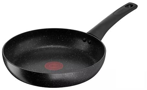 Tefal Titanium Stone Frying Pan 30 cm, High-Performance Non-Stick Durable Coating, Metal Safe, All Hobs Including Induction, Thermo-Signal, Black, E1050745