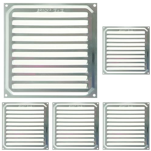 Brinox B70220A - Rejilla de ventilación (15 x 15 cm) color aluminio (Paquete de 5)