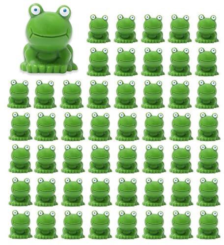 Johiux 50 Stück Mini Frösche Grün Frog Miniature Figurines Micro Frogs,mini-froschfiguren Gartendekoration, Kleine Figuren für Puppenhaus Garten Dekoration DIY Handwerk Micro Landschaft.