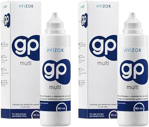 Avizor GP Multi - Confezione da 2 x 120 ml | Soluzione per la Pulizia e la Disinfezione per Lenti Rigide e Permeabili ai Gas | Idratazione Garantita | Soluzione Multifunzione Pulizia Lenti a Contatto