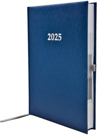 2025 Buchkalender Chefplaner A5 1 Tag 1 Seite auch sonntags blau metallic