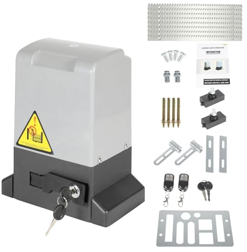 Vigevee Schiebetorantrieb mit Fernbedienung, Infrarot-Sensor, Leistung 550W, max. zulässiges Gewicht 1200kg, elektrischer Schiebetorantrieb für Gartentor und Einfahrtstor 52x33x26cm
