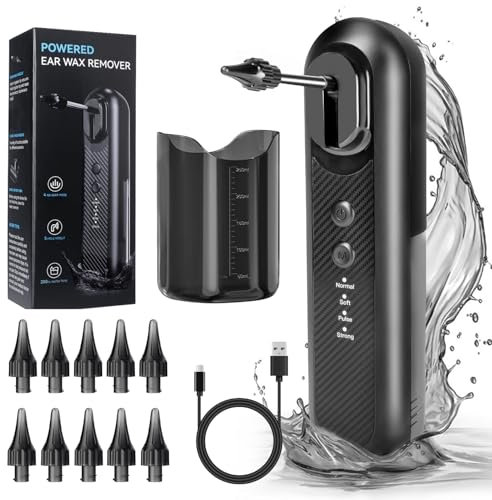 Carehabi Ohrenschmalz Entferner Ohrenreiniger IPX67 Wasserdicht Ohrenspülung Ohrreinigungsgerät mit 4 Druckmodi und 10 Düsen Ohrreiniger für Erwachsene Kinder