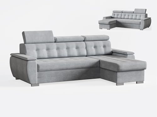 Robin Inspire Couch L Form Eckcouch Sofa Ecksofa Universell Links Und Rechts Mit Schlaffunktion Bettkasten Stauraum 240 x 165 x 87 cm Easy Clean Hellgrau Tosaro