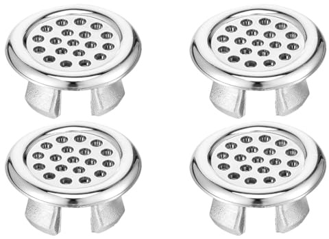 ZORVYN 4 Piezas Cubierta de Desagüe para Lavabo, Anillo de Rebose para Lavamanos, Tapón de Rebose Redondo Galvanizado, Decoración para Desagüe (para Baño Cocina Fregadero)
