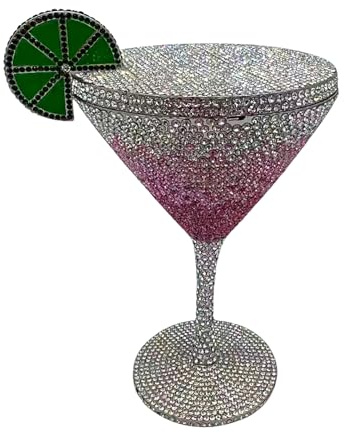 Purs à main en verre , forme de verre, 1 morceau, sac de soirée en gobelet, embrayage en strass, finition mousseuse, pour les dames, les événements de la mode, la fête, le mariage, la célébrati