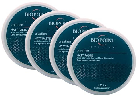Cera Pomata Modellante Per Capelli MATT PASTE a Fissaggio Medio. Azione Idratante e Rinforzante 100ml (4 Unità)