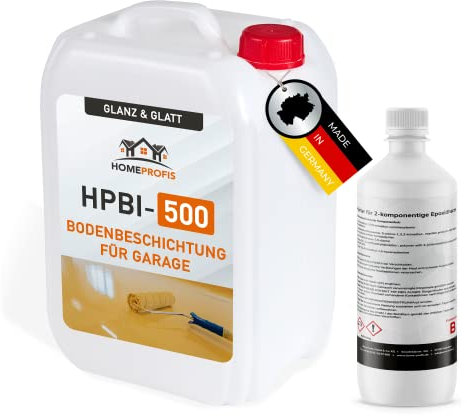 Home Profis® glänzender Garagenboden Flüssigkunststoff (50m²) | Über 30 Farben | Beton, Estrich & Fliesen | Bodenfarbe Innen | 2K Epoxidharz Bodenbeschichtung | RAL 7035 Lichtgrau | HPBI-500