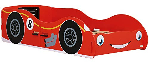 happybeds Red Racing Car Toddler Bed Frame, Childrens Kids Bed 70 x 140cm