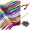 Haar Lametta Stränge Kit, Lametta Haar Verlängerung, Halloween Weihnachten Haarschmuck Dekoration mit Werkzeug, Silikon Link Ringe Perlen, 12 Farben, 2400 Stränge