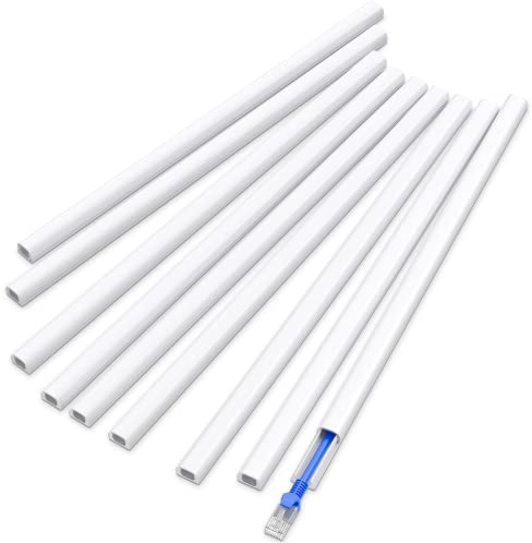 Nasconditore per 1 cavo, Delamu Cord Cover Wall, Mini Size Cable Hider, PVC Wire Hider Covers per cavi, Canale copricavo verniciabile, Correttore cavi a parete, 10 x L 14,2 x 0,48 x 0,7,6 cm, bianco