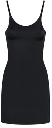 Bye Bra Robe Sculptante, Amincissante et Gainante, soutenant légèrement Le Ventre, sous-vêtement sans Coutures, Robe Caraco Moulante avec Bretelles Ajustables, 3 Couleurs,L,Noir